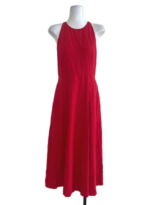 Bright Red Plain Sleeveless Dress OSN