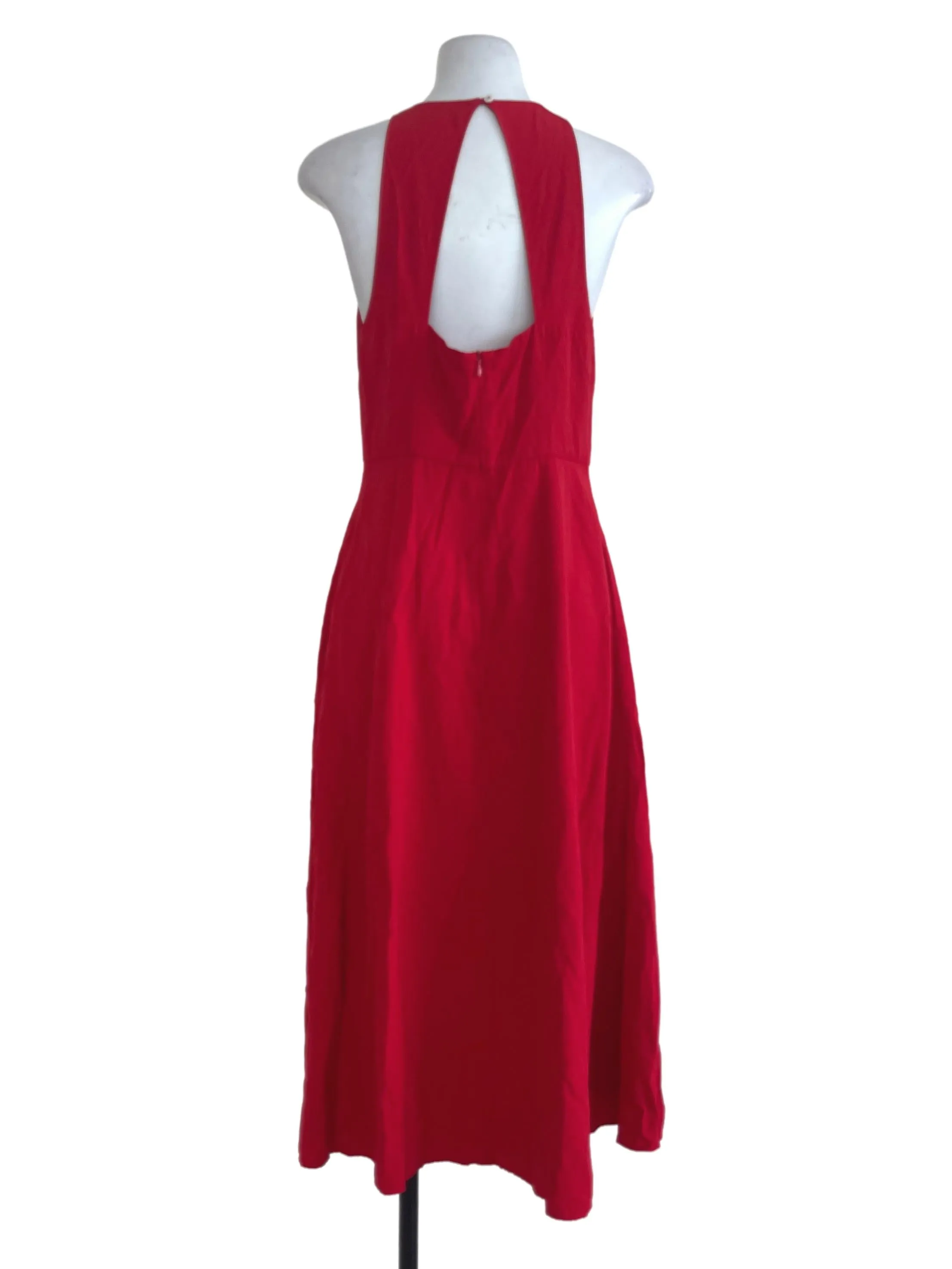 Bright Red Plain Sleeveless Dress OSN