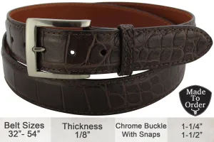 Brown American Alligator Designer Leather Belt for Men: Full Grain **Made To Order Allow 5 To 6 Weeks To Ship