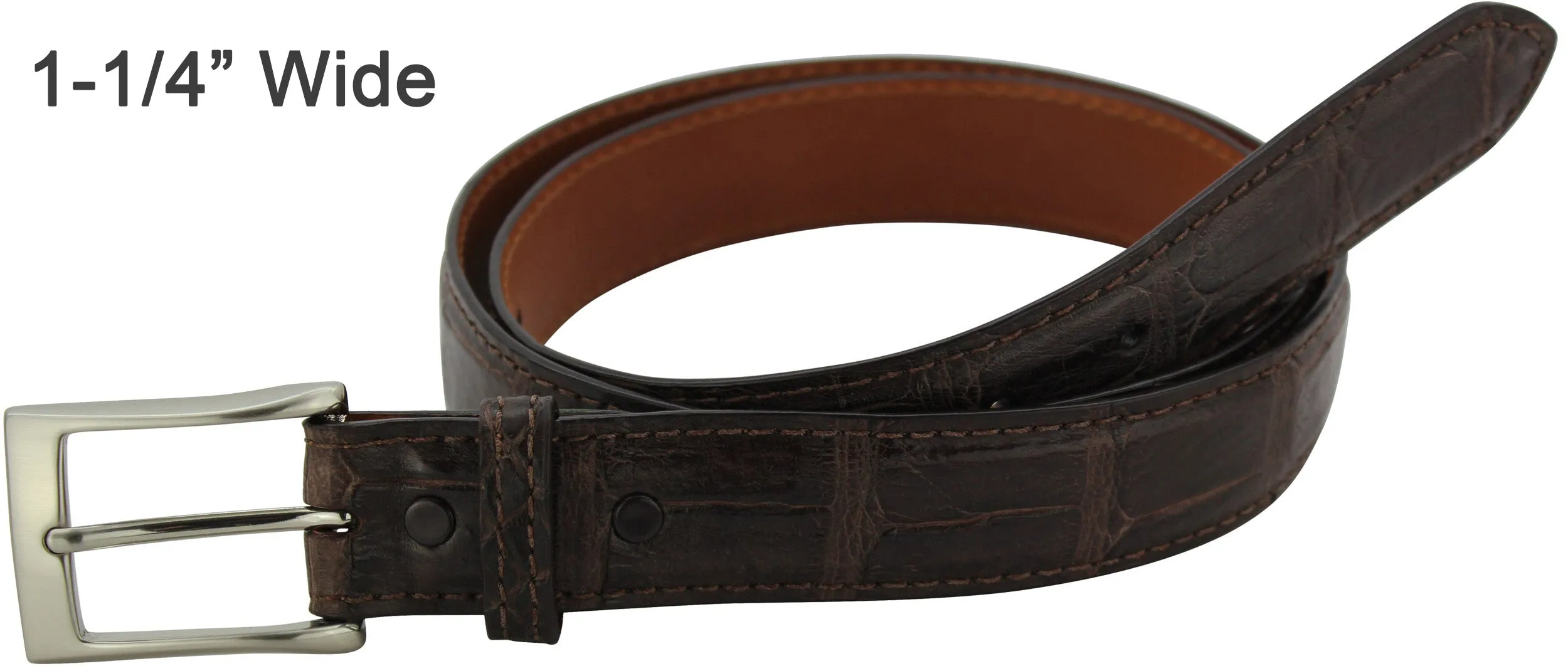 Brown American Alligator Designer Leather Belt for Men: Full Grain **Made To Order Allow 5 To 6 Weeks To Ship
