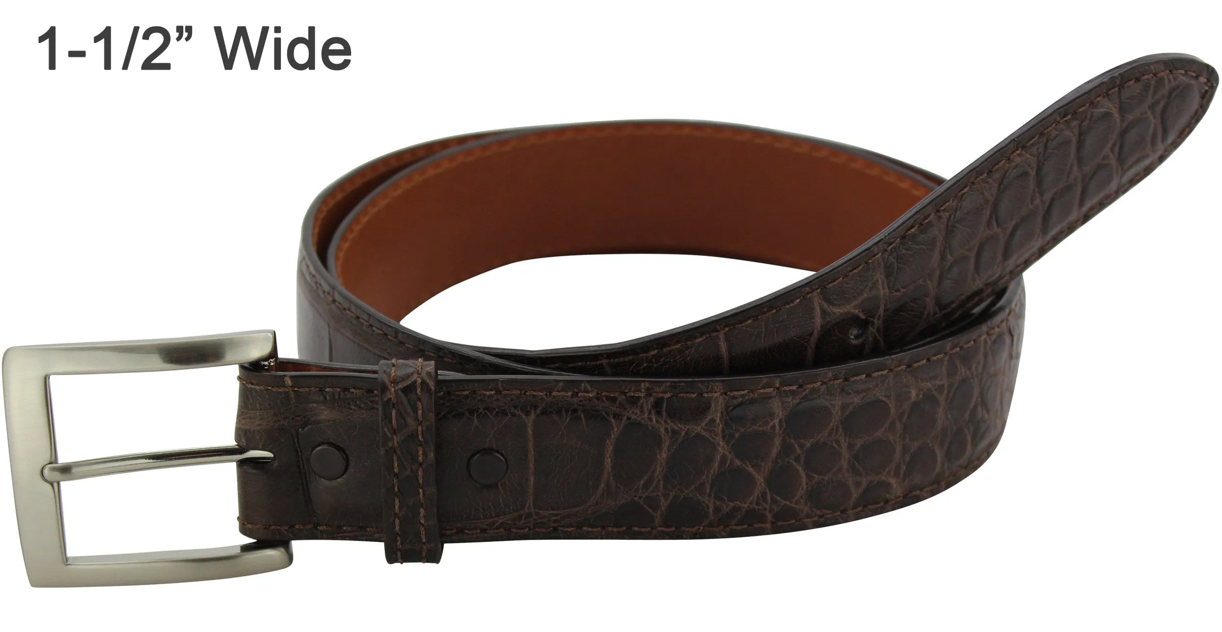 Brown American Alligator Designer Leather Belt for Men: Full Grain **Made To Order Allow 5 To 6 Weeks To Ship