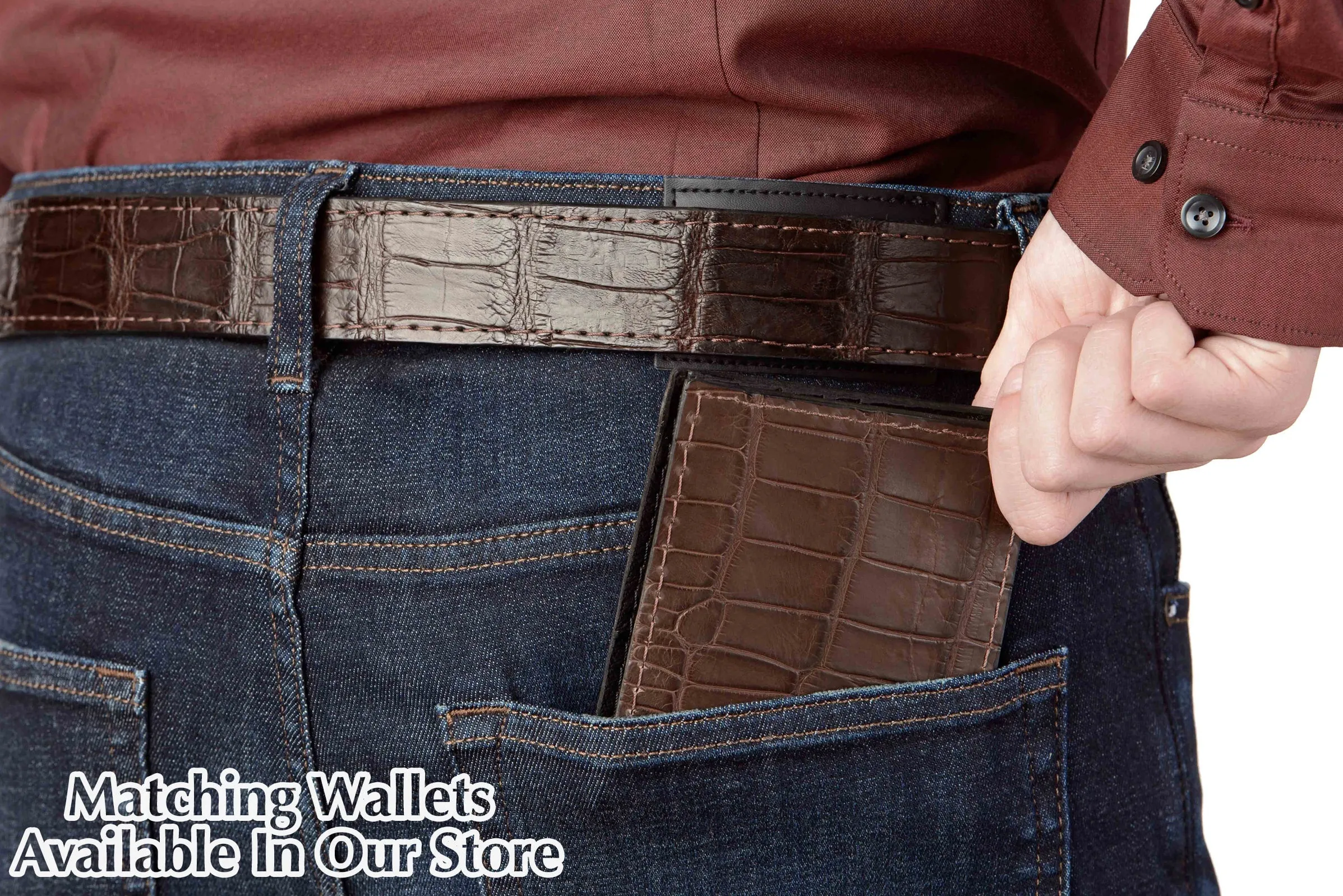 Brown American Alligator Money Belt With 25" Zipper