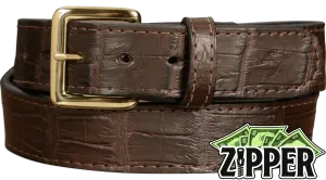 Brown American Alligator Money Belt With 25" Zipper