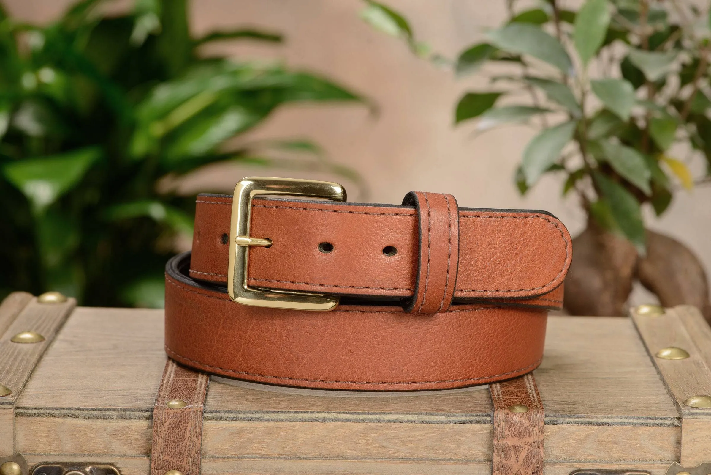 Brown American Bison Money Belt With 25" Zipper