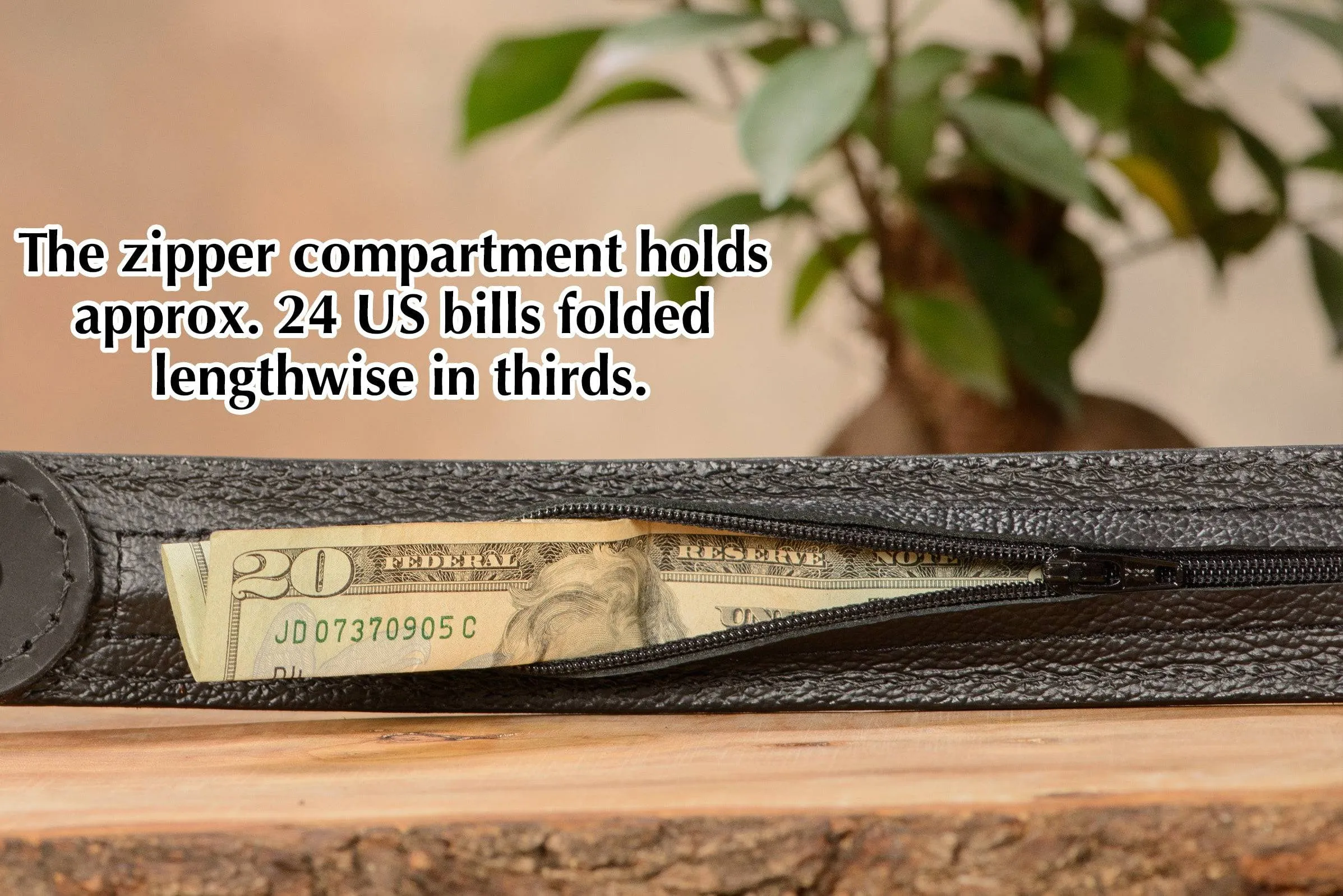 Brown American Bison Money Belt With 25" Zipper