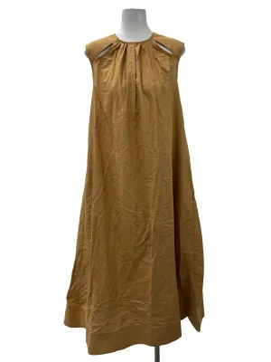 Brown High Neck Sash Dress