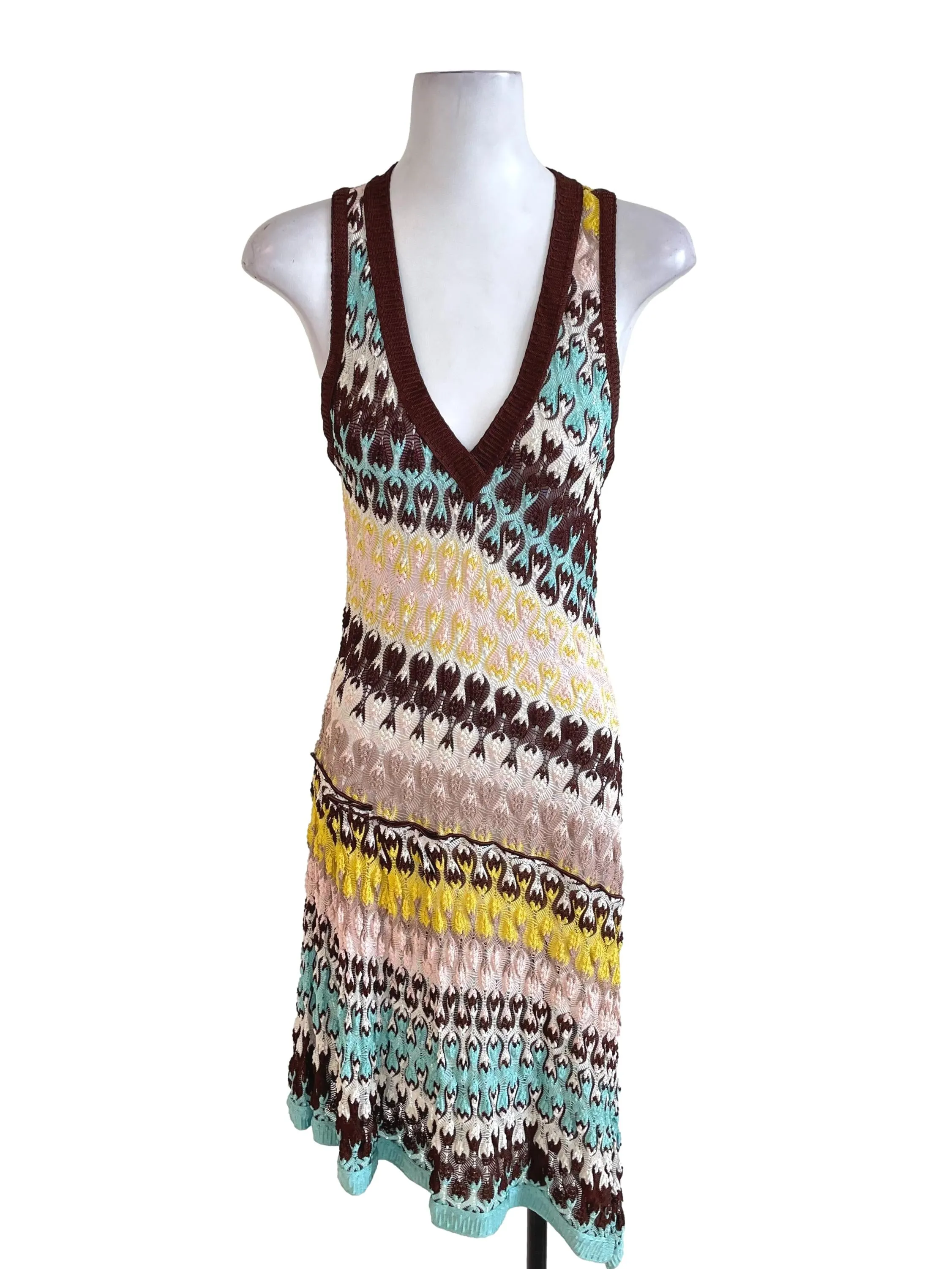 Brown Knit Sleeveless Dress