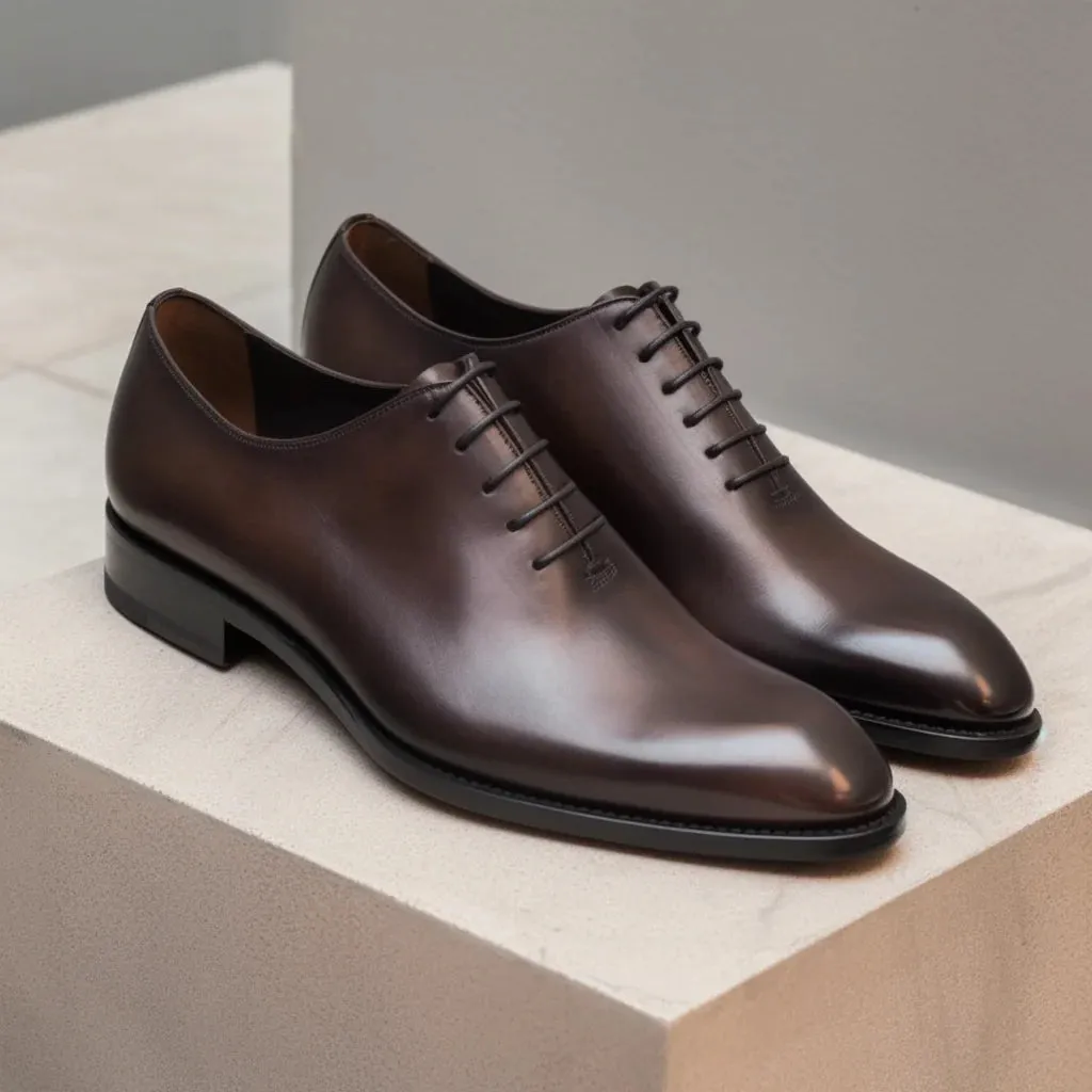Brown Leather Galatea Whole Cut Oxfords - Formal Shoes