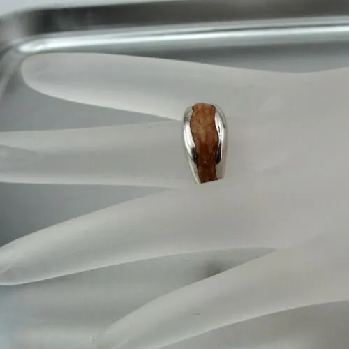 Brown Leather Ring  925 Polished Sterling Silver  size 7 Hadar Designers () SALE
