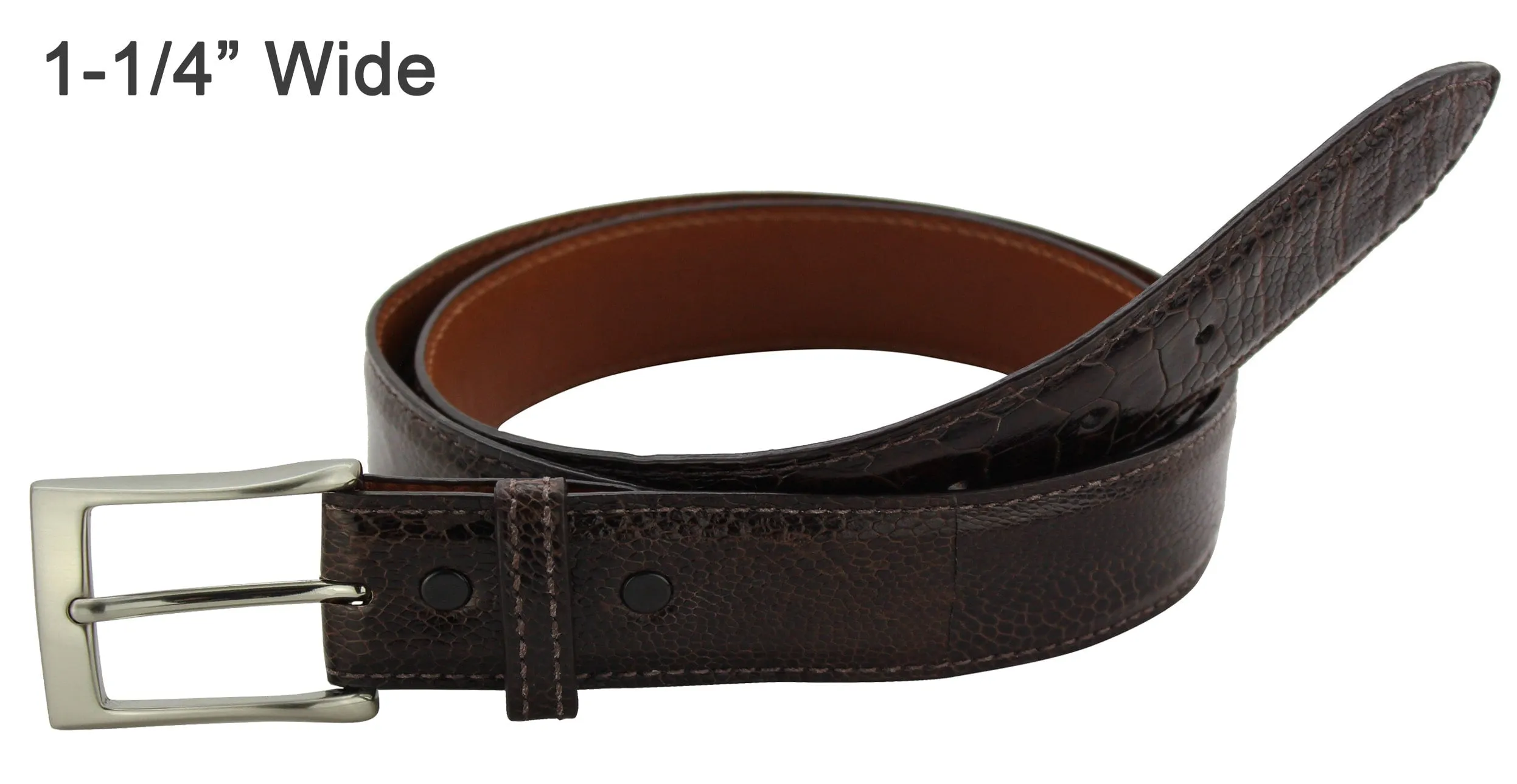 Brown Ostrich Leg Designer Full Grain Leather Belt **Made To Order Allow 5 To 6 Weeks To Ship