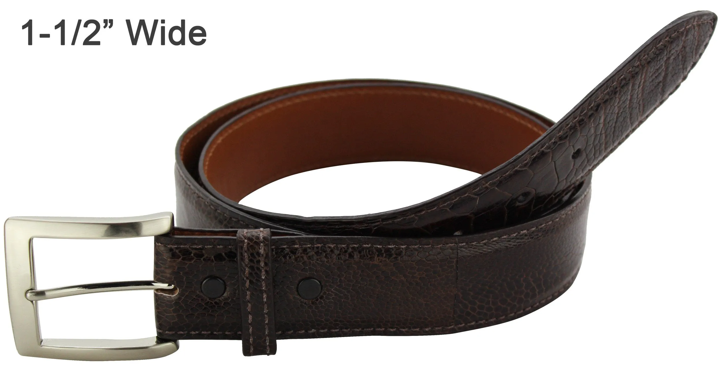 Brown Ostrich Leg Designer Full Grain Leather Belt **Made To Order Allow 5 To 6 Weeks To Ship