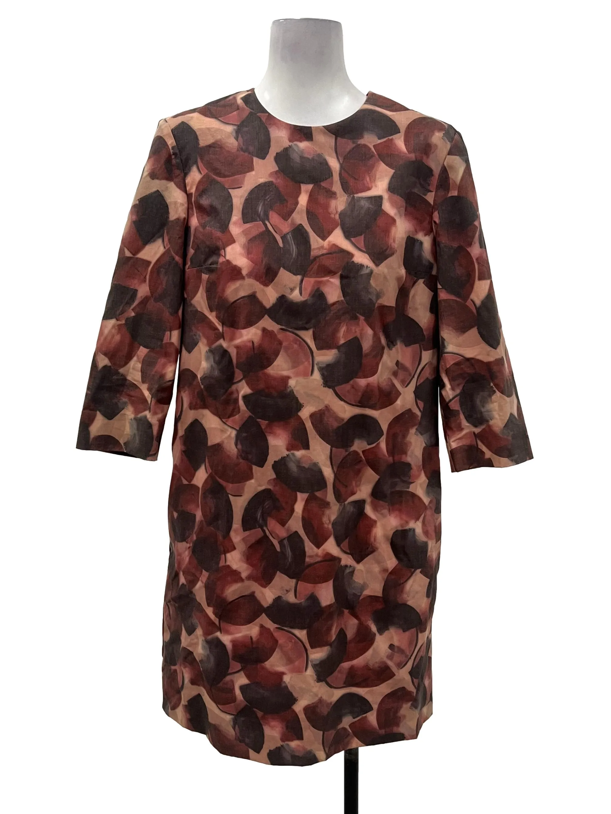 Brown Printed Slip Dress