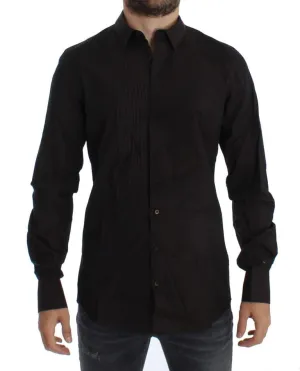 Brown Slim Fit GOLD Tuxedo Dress Shirt