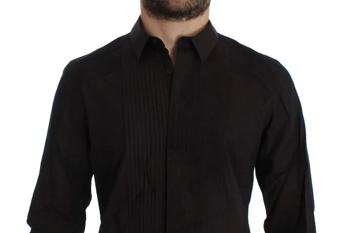 Brown Slim Fit GOLD Tuxedo Dress Shirt