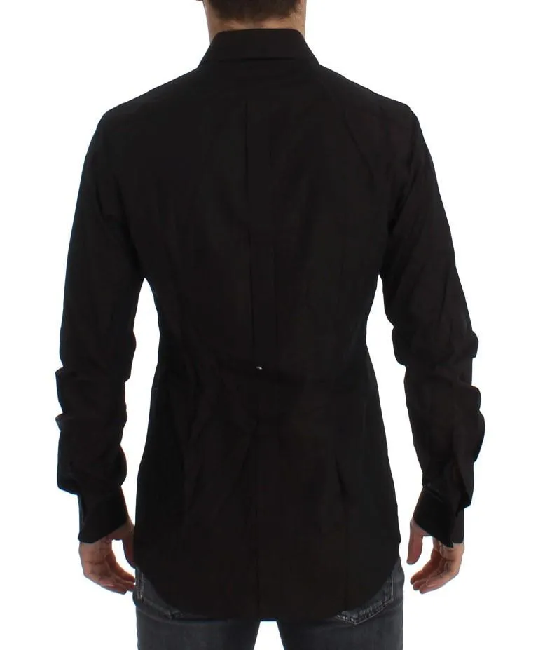 Brown Slim Fit GOLD Tuxedo Dress Shirt