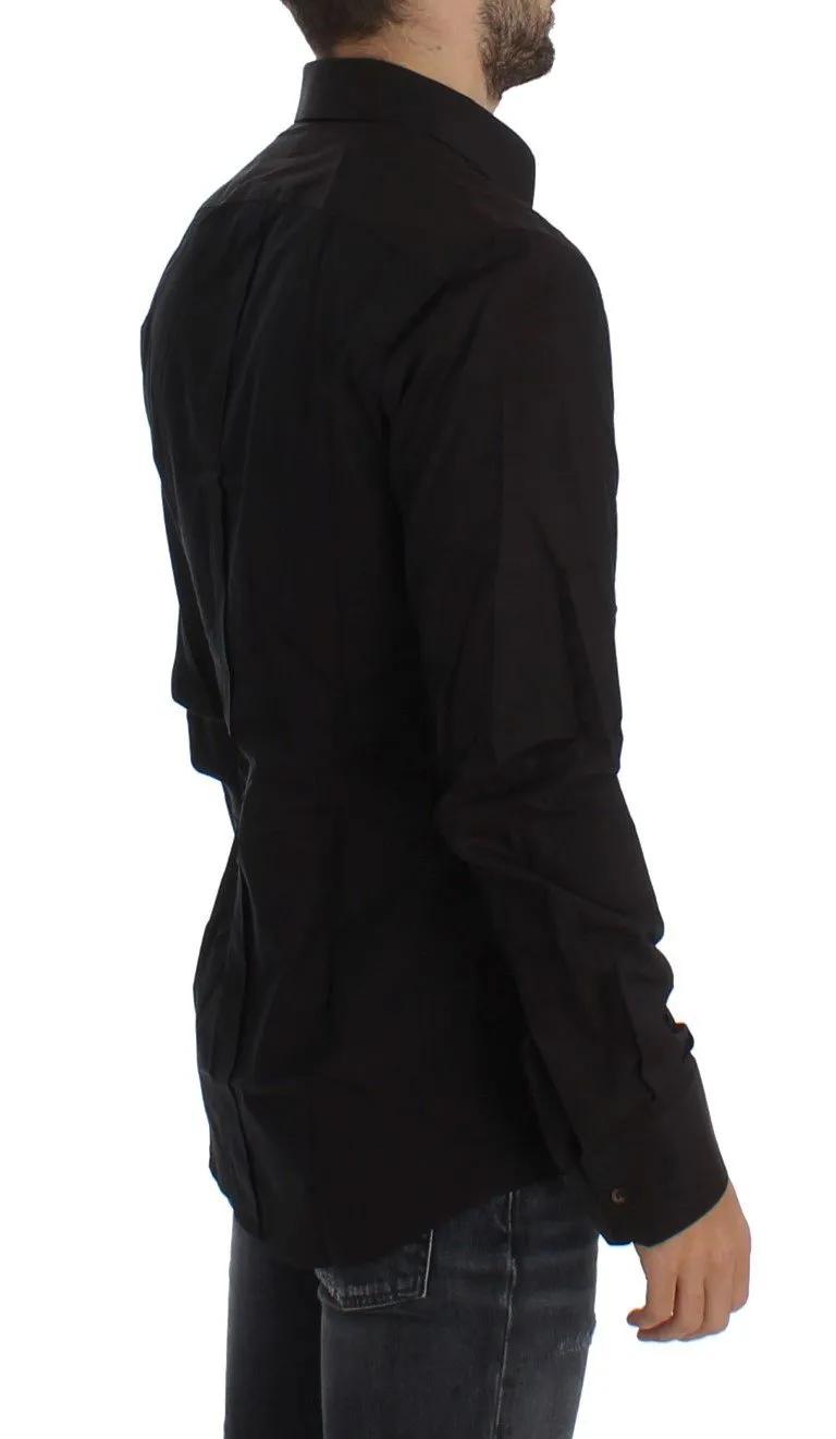 Brown Slim Fit GOLD Tuxedo Dress Shirt
