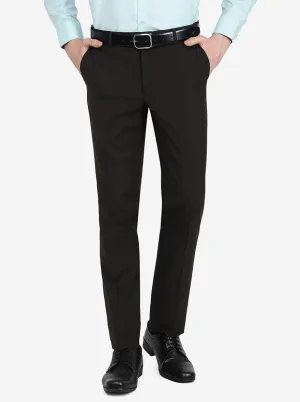 Brown Solid Slim Fit Formal Trouser | Greenfibre