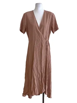 Brown V Neck Wrap Dress BTV