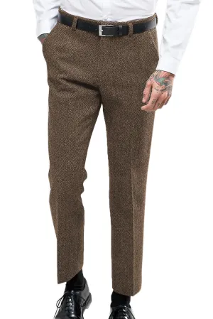Brown Vintage Formal Men's Suit Pants