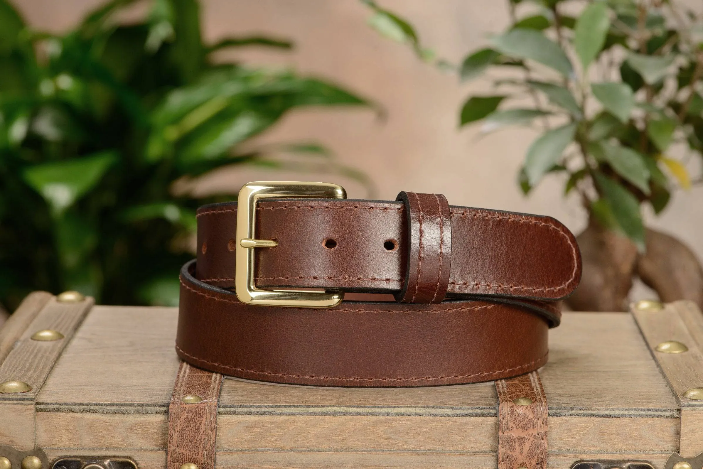 Brown Water Buffalo Money Belt With 25" Zipper