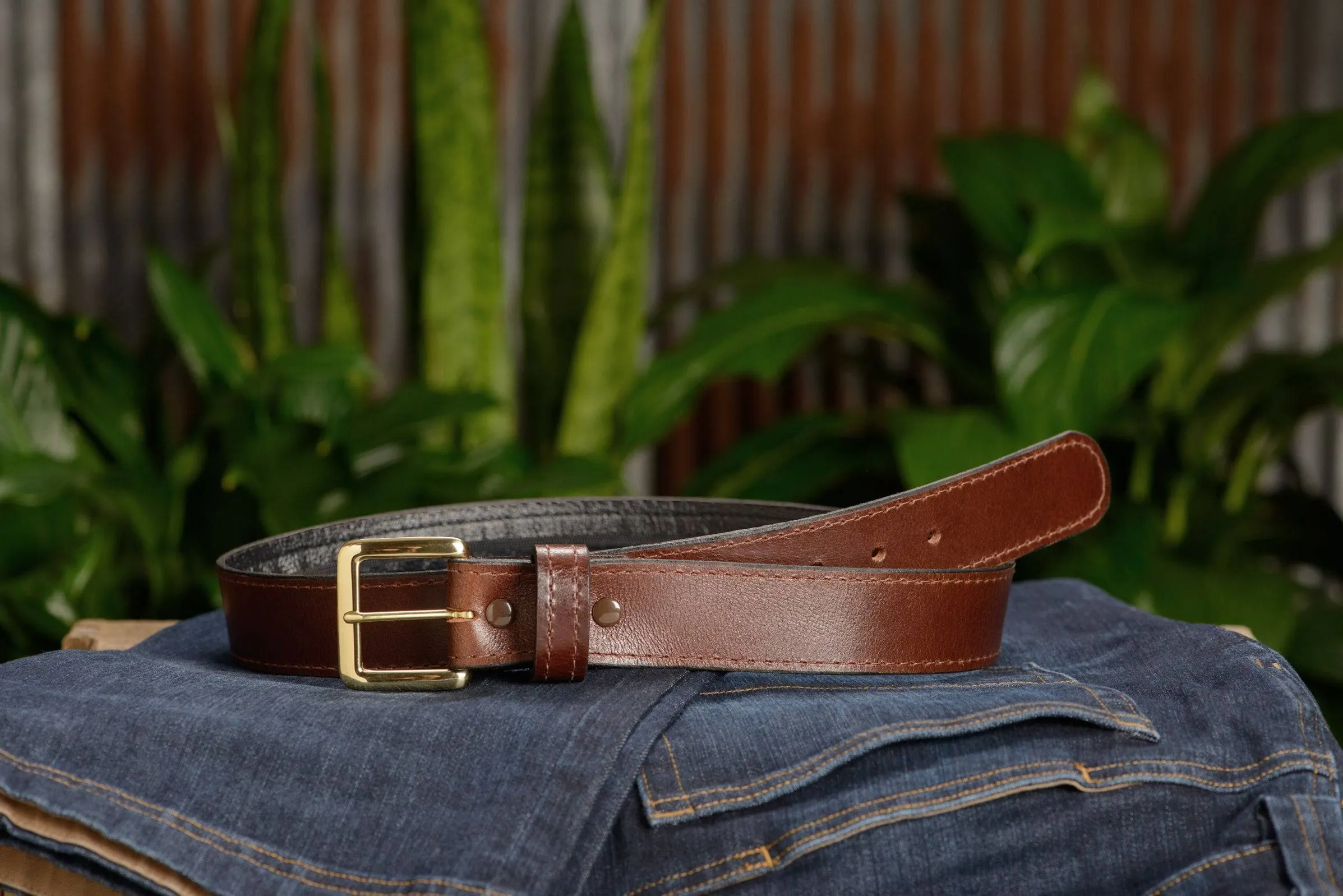 Brown Water Buffalo Money Belt With 25" Zipper