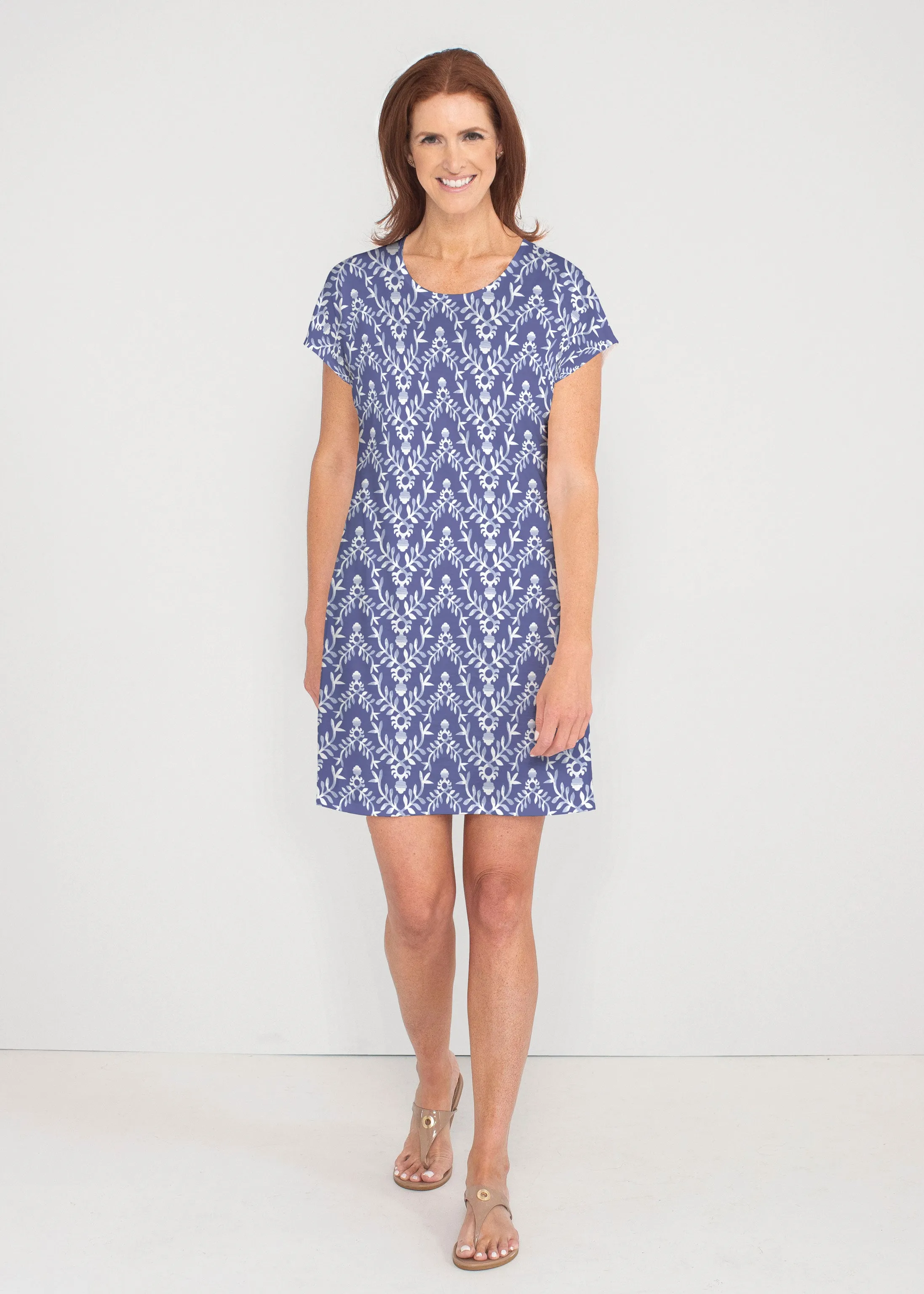 Budding Antlers (8030) ~ French Terry Short Sleeve Crew Dress