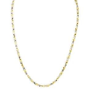 Bulgari 1990's 18 Karat Two-Tone Gold Passo Doppio Chevron Chain Vintage Necklace