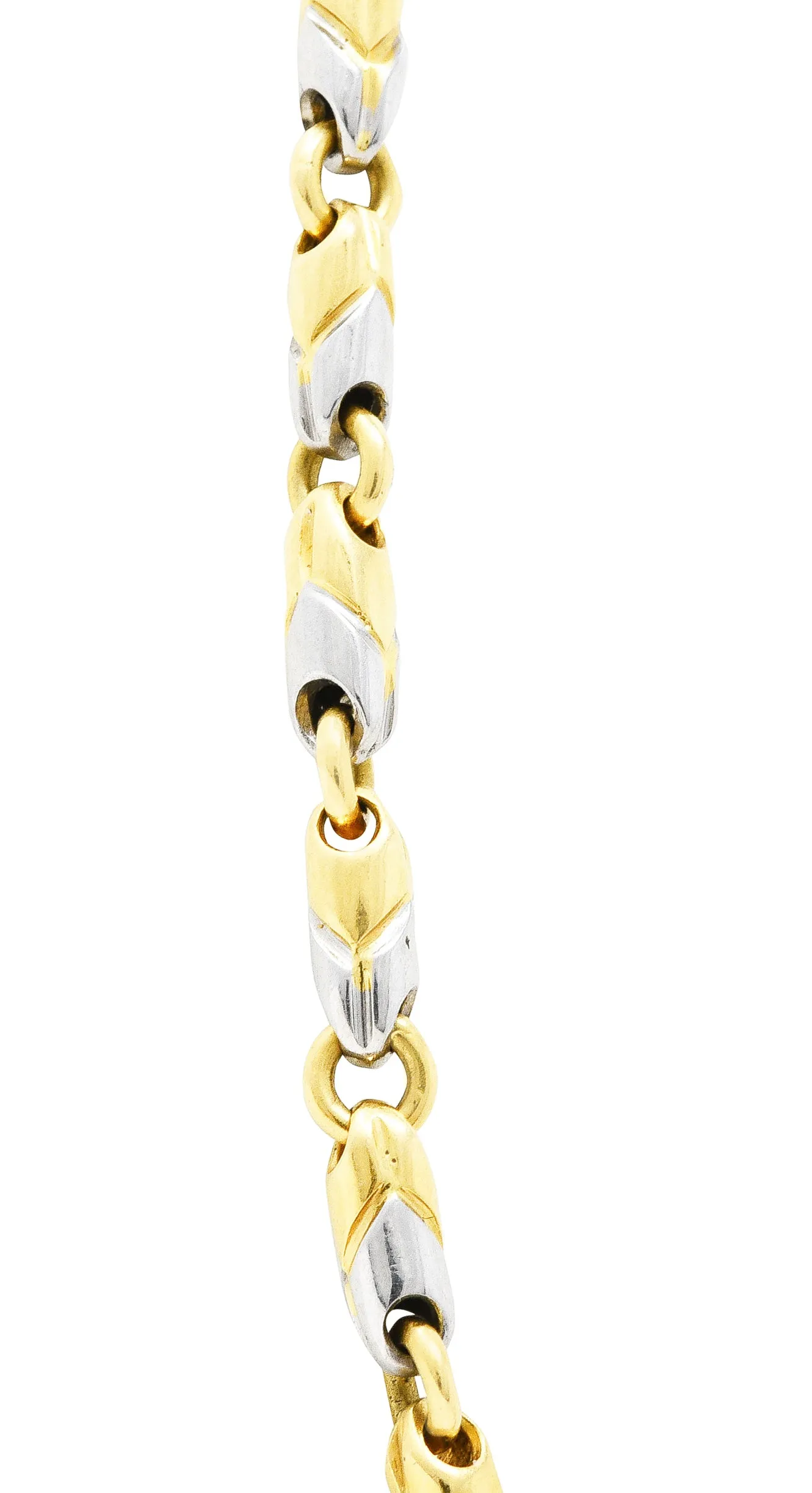 Bulgari 1990's 18 Karat Two-Tone Gold Passo Doppio Chevron Chain Vintage Necklace