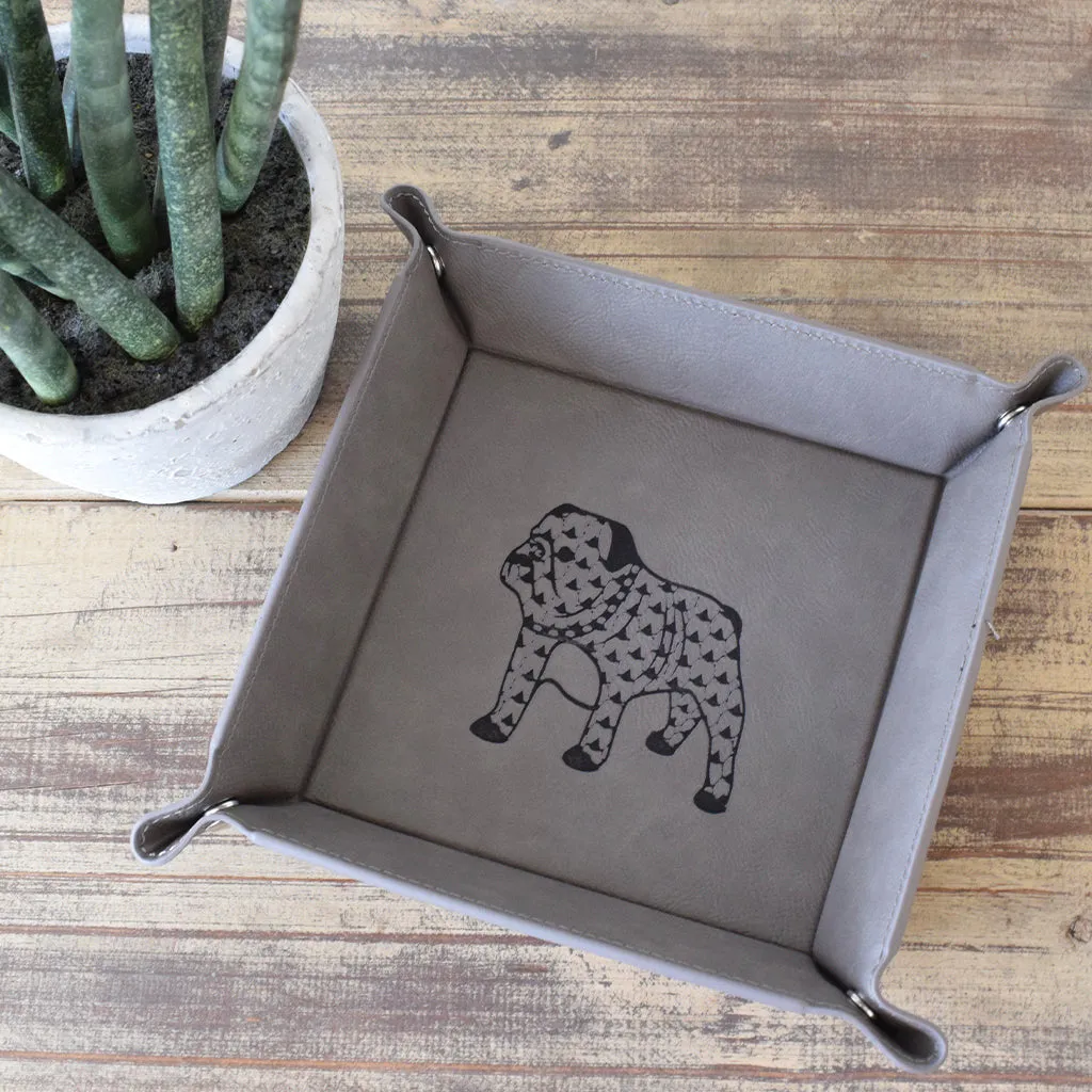 Bulldog Leather Tray 6"x6"