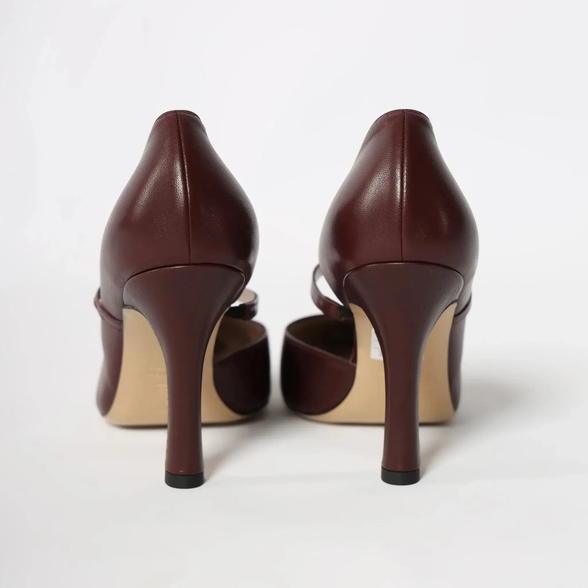 Burgundy Pointed Toe Leather Women's Italian Pumps