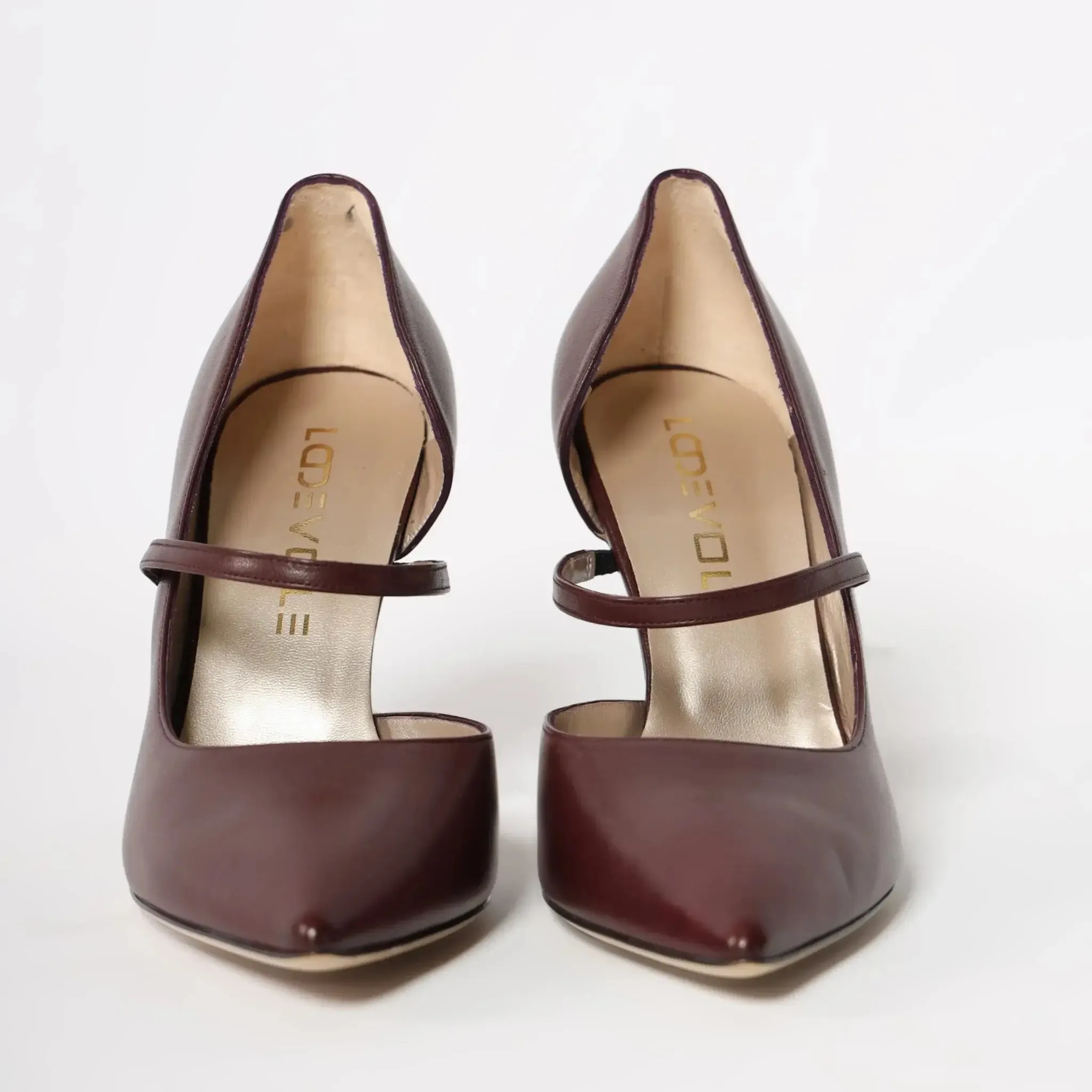 Burgundy Pointed Toe Leather Women's Italian Pumps
