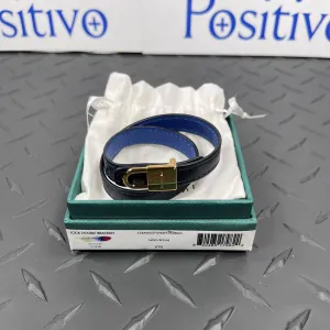 Buscemi Lock Double Bracelet Navy Leather