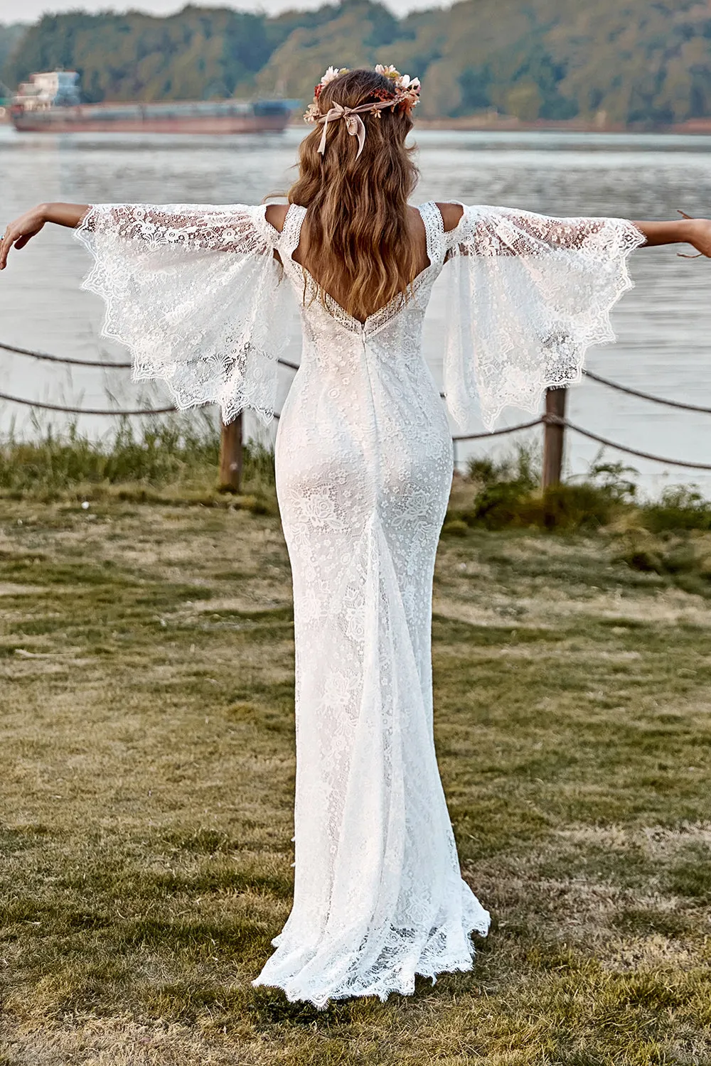 BYG-28 Premium lace appliqué mermaid dress