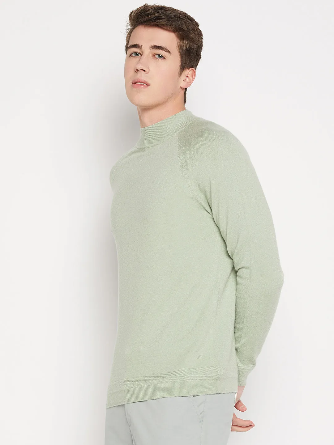 Camla Barcelona Mock Neck Pista Green Sweater For Men