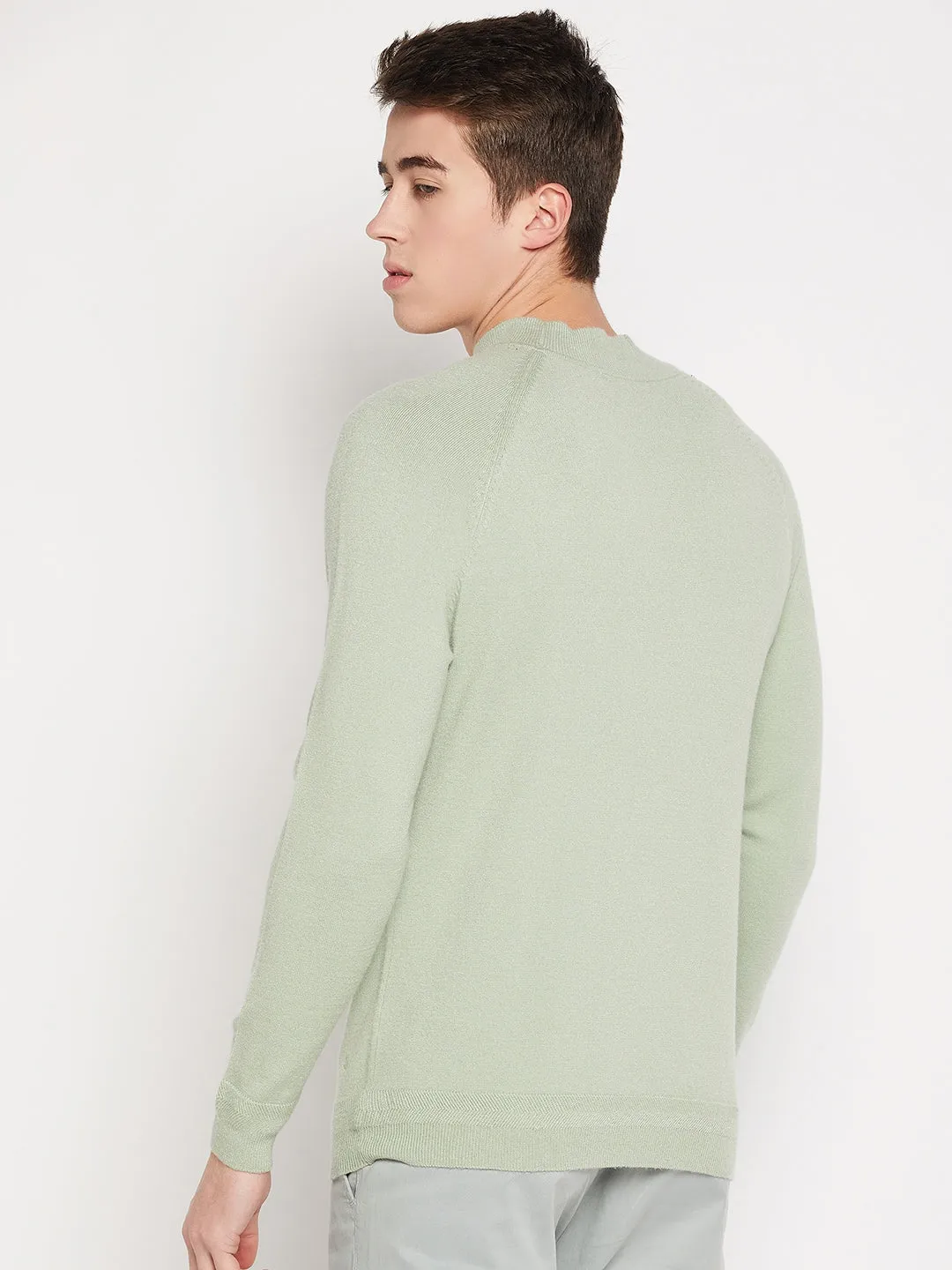 Camla Barcelona Mock Neck Pista Green Sweater For Men