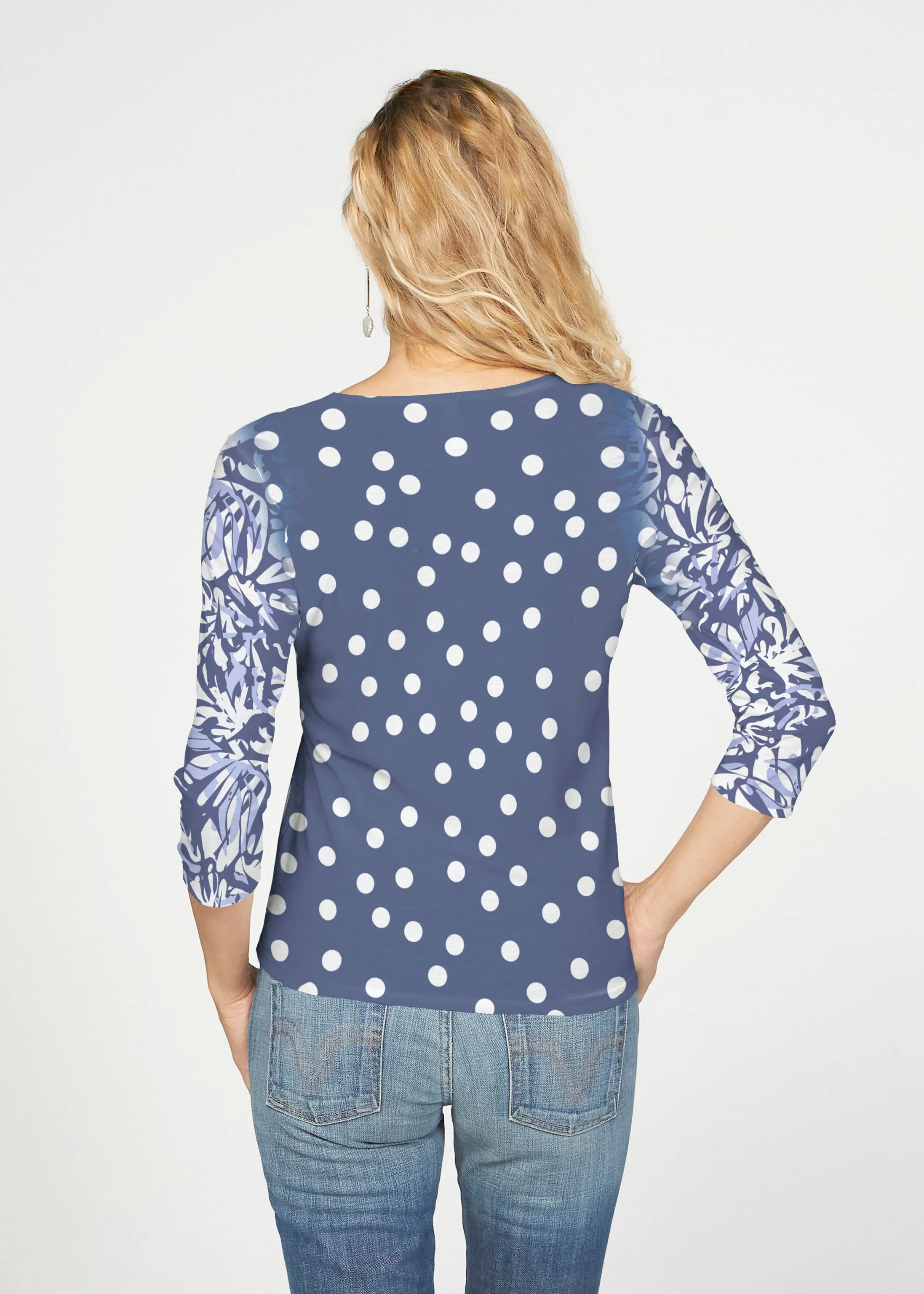 Camouflage Dots (7879) ~ French Terry Tie 3/4 Sleeve Top