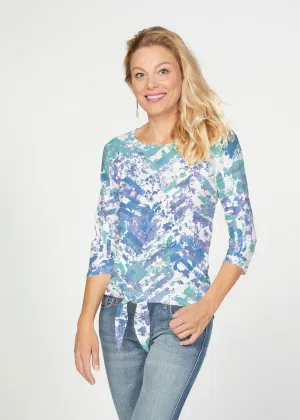 Capizee (16231) ~ French Terry Tie 3/4 Sleeve Top