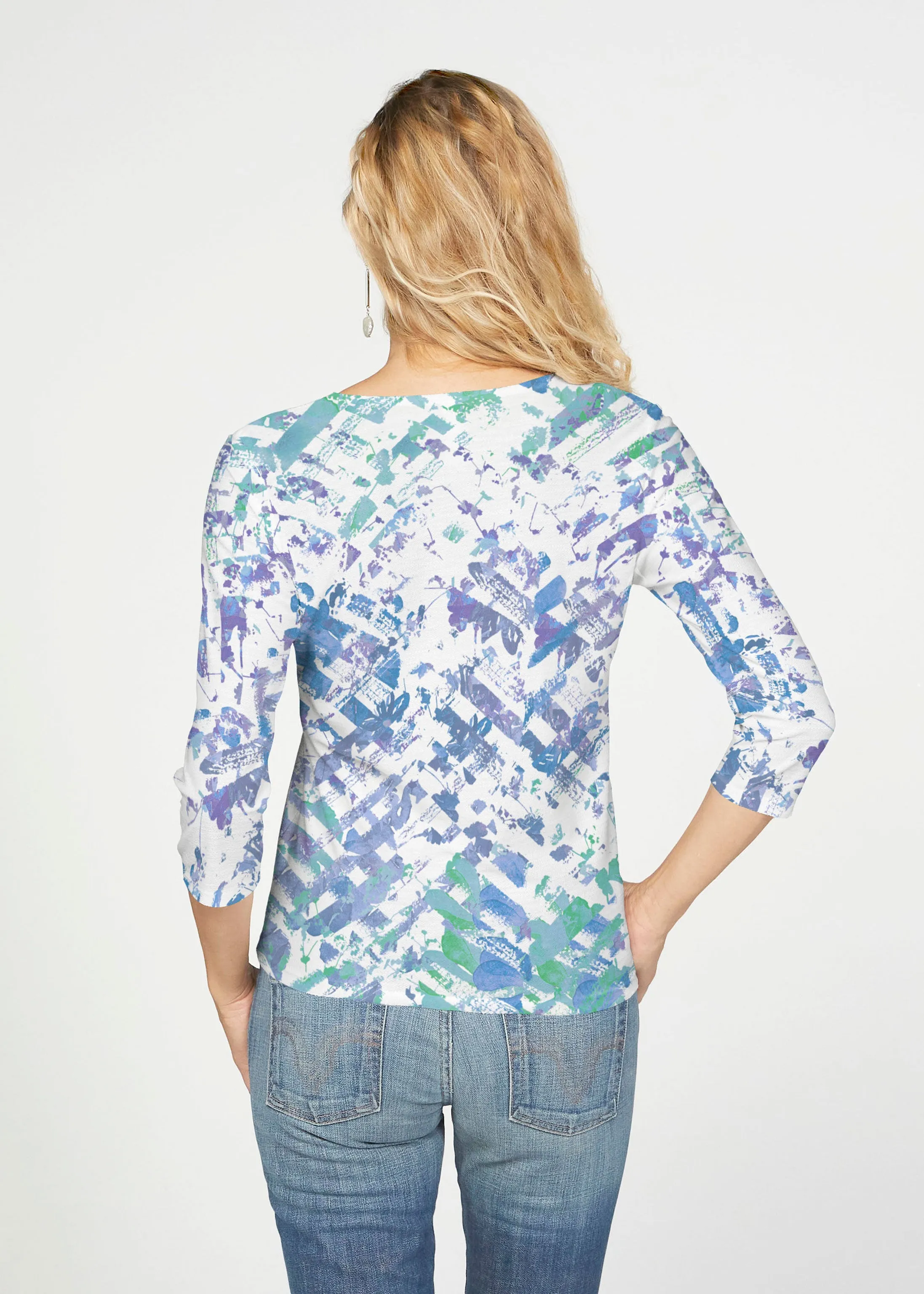 Capizee (16231) ~ French Terry Tie 3/4 Sleeve Top