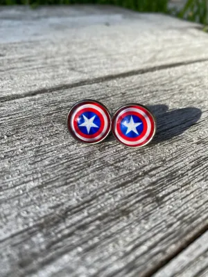 Captain American Stud Earrings