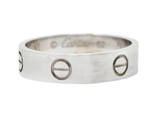 Cartier 18 Karat White Gold Men's Vintage Love Band Ring