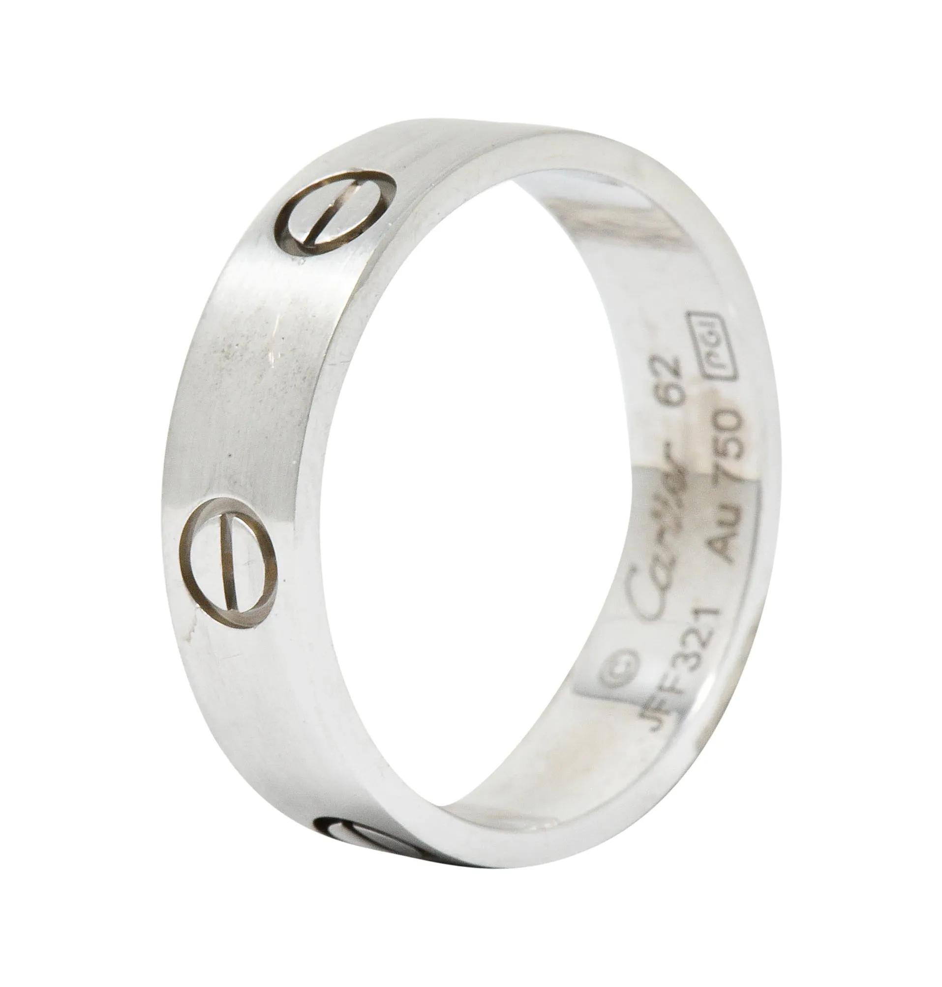 Cartier 18 Karat White Gold Men's Vintage Love Band Ring