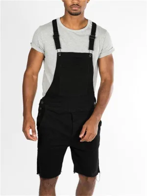 Casual Bib Comfortable Solid Color Denim Jumpsuit