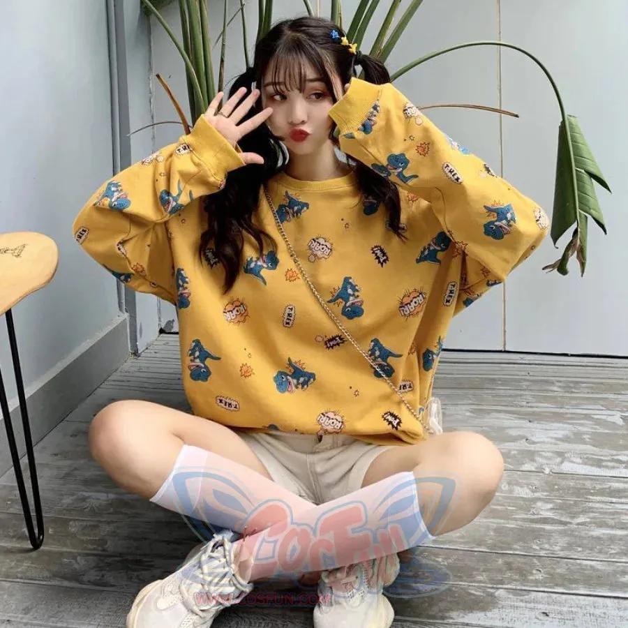 Casual Dinosaur Print Sweatshirt mp006264