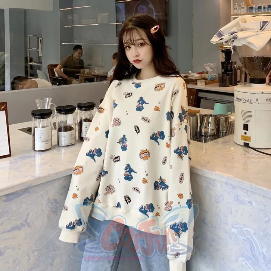 Casual Dinosaur Print Sweatshirt mp006264