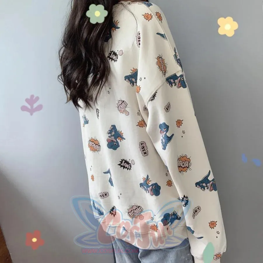 Casual Dinosaur Print Sweatshirt mp006264