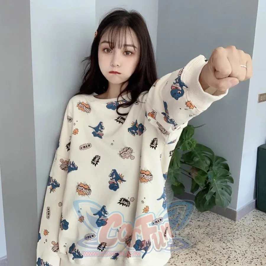 Casual Dinosaur Print Sweatshirt mp006264