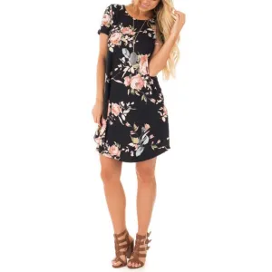 Casual Floral Dress with Pockets