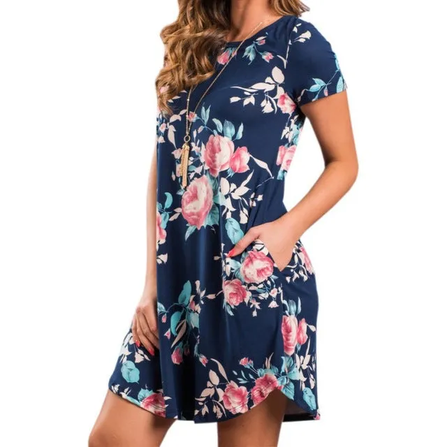 Casual Floral Dress with Pockets