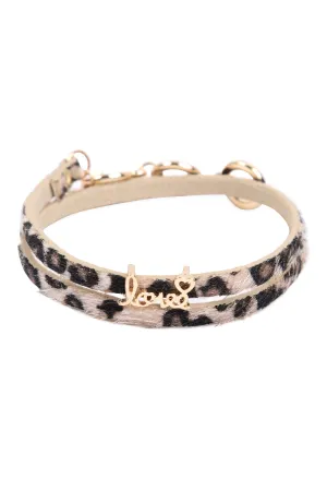 CBA091LO - "LOVE" ANIMAL SKIN WRAP BRACELET