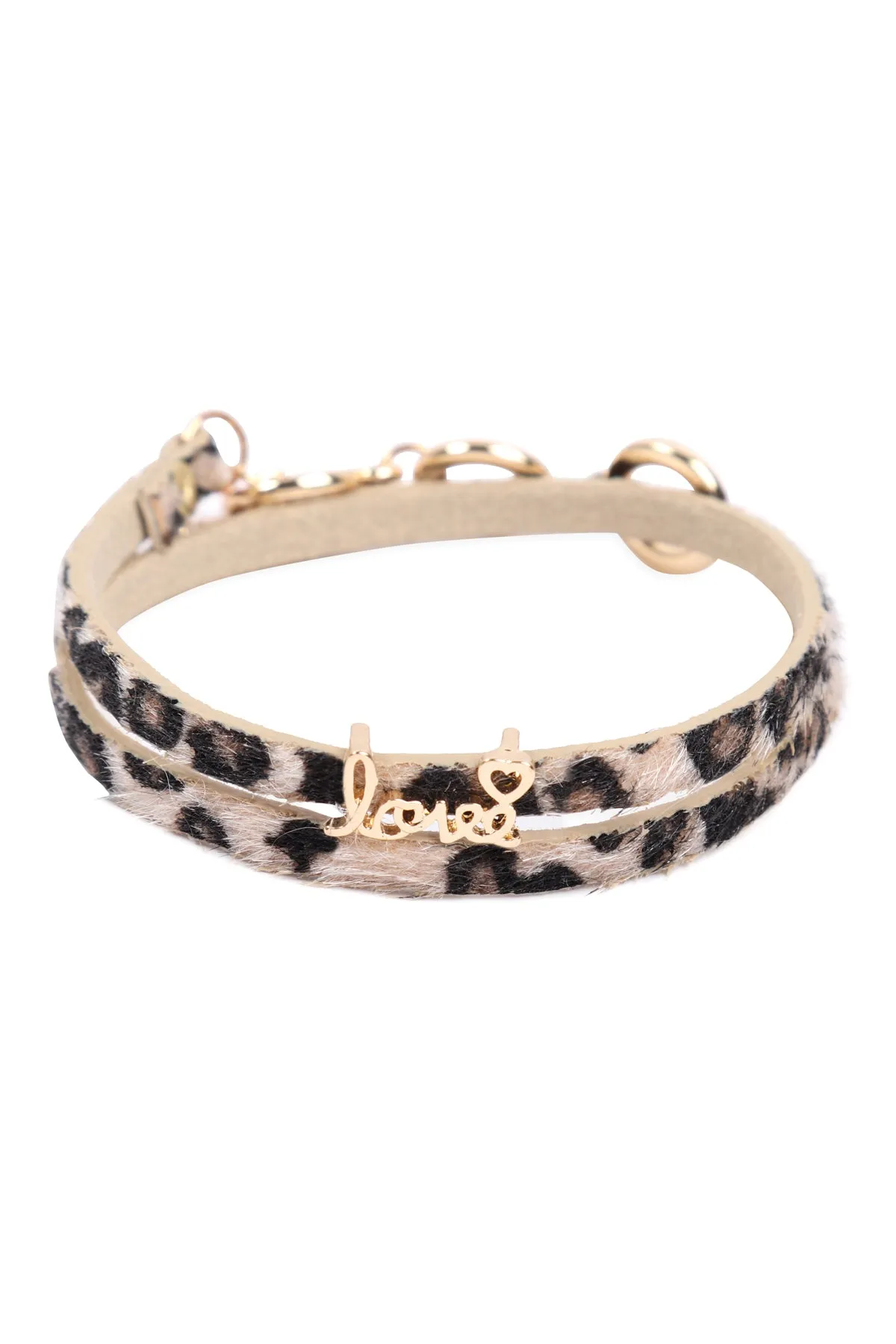 CBA091LO - "LOVE" ANIMAL SKIN WRAP BRACELET